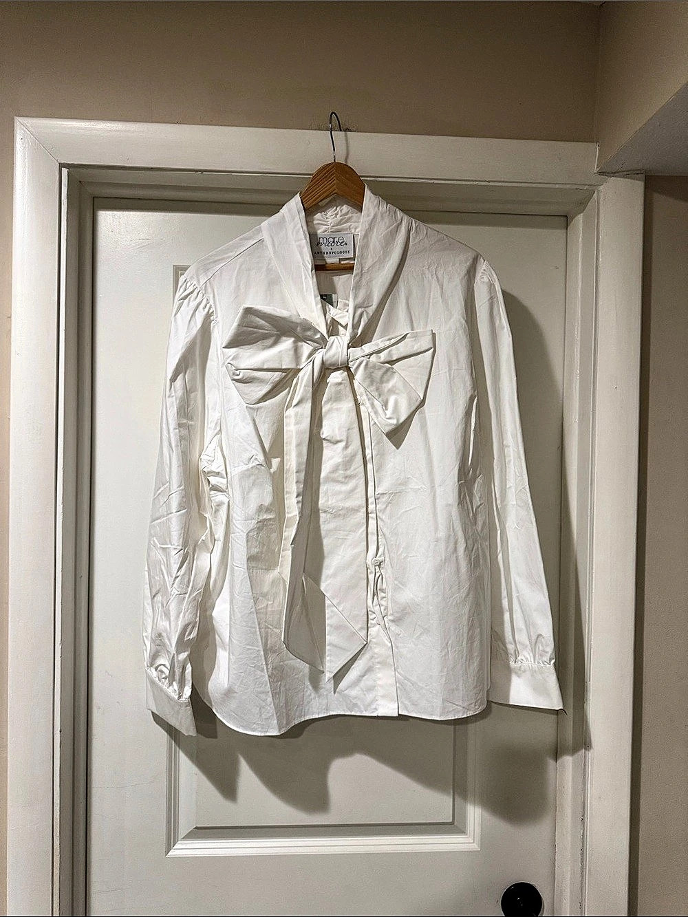Anthropologie’s Mare Mare Bow Front Blouse in White Size 2X NWT